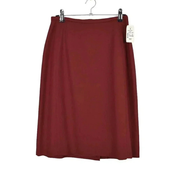 NWT Vintage Braemar Wool Pencil Shirt  Burgundy Size 4 Petite - Picture 1 of 10